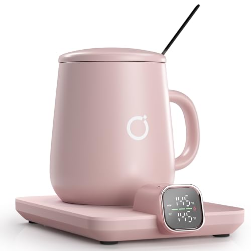 Smart Heated Coffee Mug Warmer & Mug Set - Heated Mug Warmer with Auto Shut Off, 1°F Precise Temperature Control Mug Warmer, Electric Coffee Mug Warmer for Desk, Birthday Gifts for Women and Men