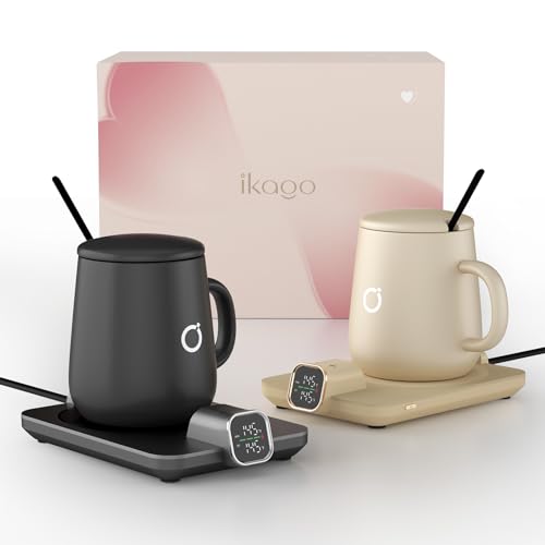 Smart Heated Coffee Mug Warmer & Mug Set - Heated Mug Warmer with Auto Shut Off, 1°F Precise Temperature Control Mug Warmer, Electric Coffee Mug Warmer for Desk, Birthday Gifts for Women and Men
