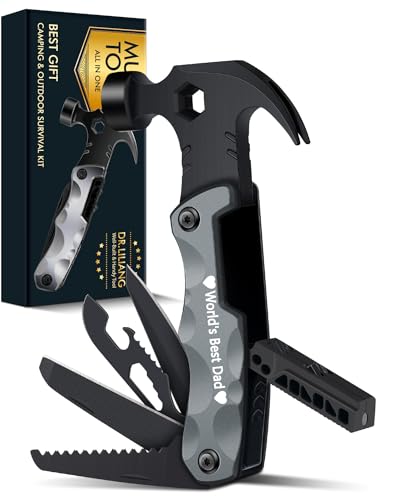 Multitool Camping Accessories Stocking Stuffers for Men Dad Gifts, 13 In 1 Survival Multi Tools Hammer Christmas Cool Gadgets for Adults Him Boyfriend Husband Grandpa Women Birthday Valentines Fathers