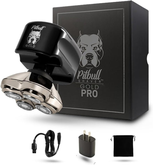 Skull Shaver Pitbull Gold PRO Head and Face Shaver: Holiday Gift Set for Men, 5-in-1 Premium Bald Head Electric Head Shaver, Wet and Dry Easy Head Shaver