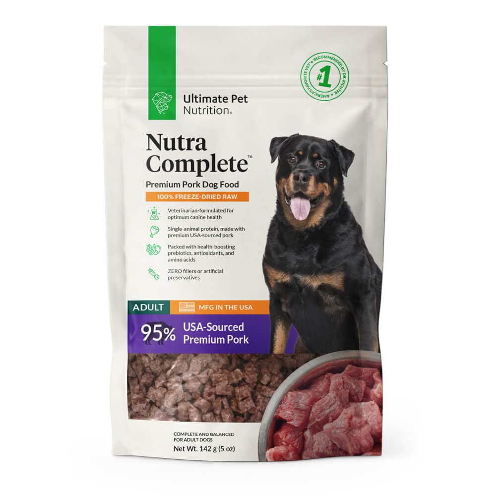 ULTIMATE PET NUTRITION Nutra Complete, 100% Freeze Dried Veterinarian Formulated Raw Dog Food with Antioxidants Prebiotics and Amino Acids (1 Pound, Beef)