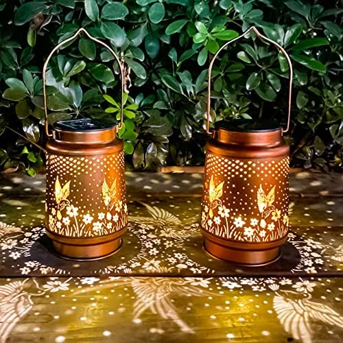 Hummingbird Solar Lantern Outdoor Hanging, Metal Bird Decor Waterproof LED Decorative Light for Garden Patio Yard Lawn Backyard Front Porch, Christmas Thanksgiving Birthday Gifts for Women Mom Grandma