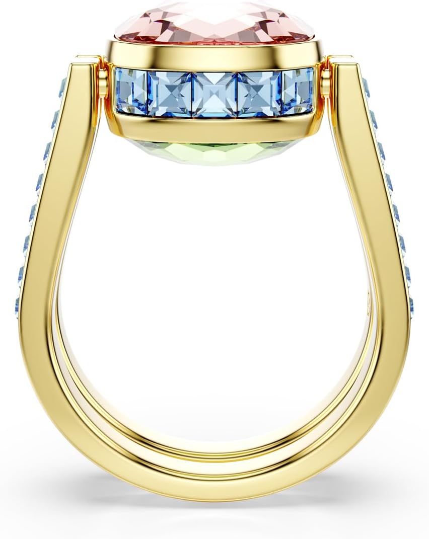 Swarovski Chroma Ring, Cushion Cut, Multicolored, Gold-Tone Finish