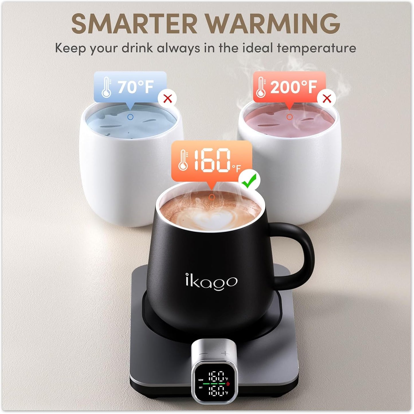 Smart Heated Coffee Mug Warmer & Mug Set - Heated Mug Warmer with Auto Shut Off, 1°F Precise Temperature Control Mug Warmer, Electric Coffee Mug Warmer for Desk, Birthday Gifts for Women and Men