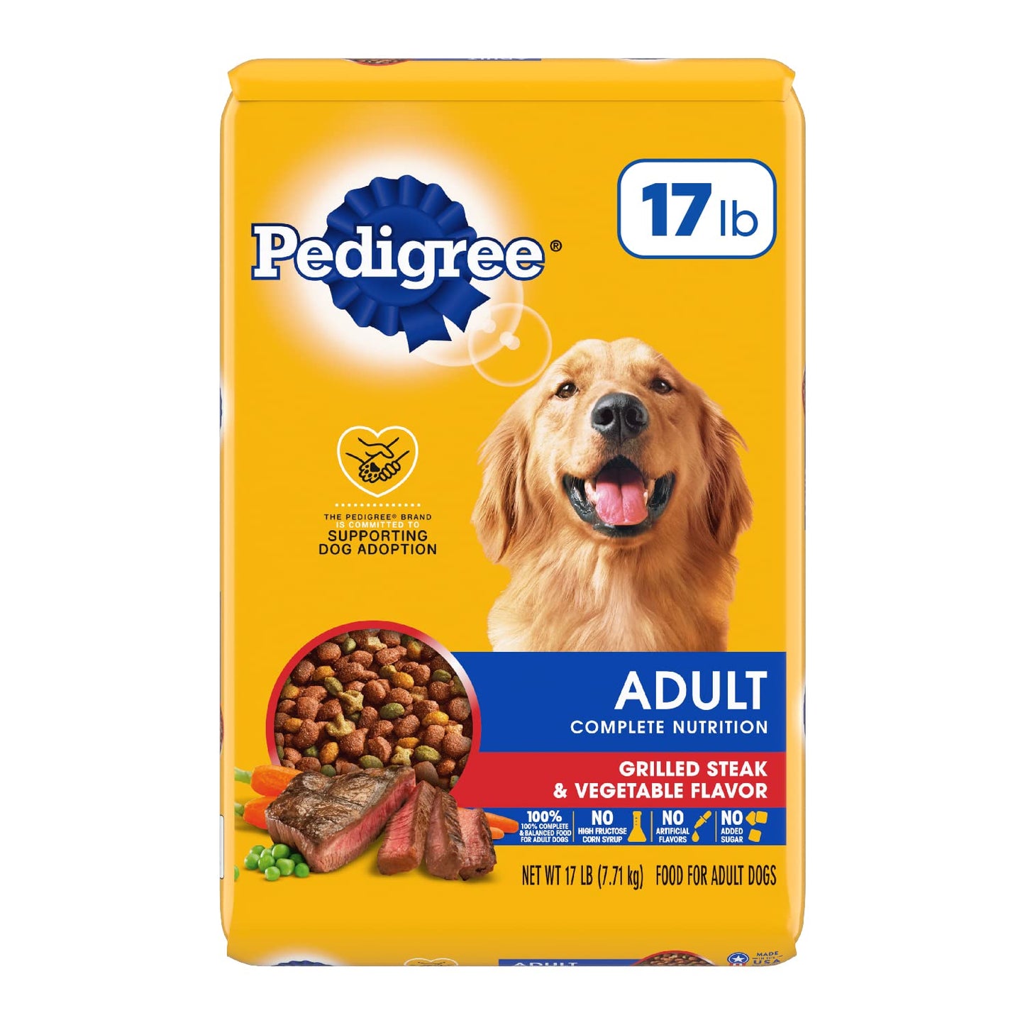 Pedigree Complete Nutrition Adult Dry Dog Food, Grilled Steak & Vegetable Flavor, 18 lb. Bag