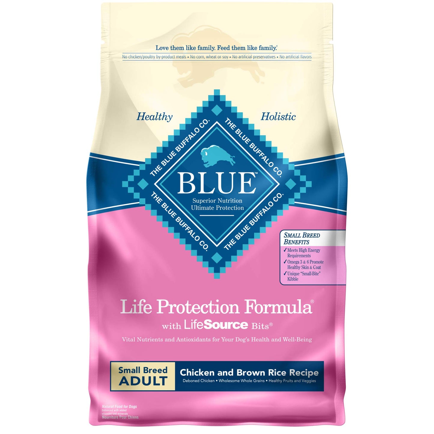 Blue Buffalo Life Protection Formula Adult Small Breed Dry Dog Food, Supports High Energy Needs, Made with Natural Ingredients, Chicken & Brown Rice Recipe, 15-lb Bag