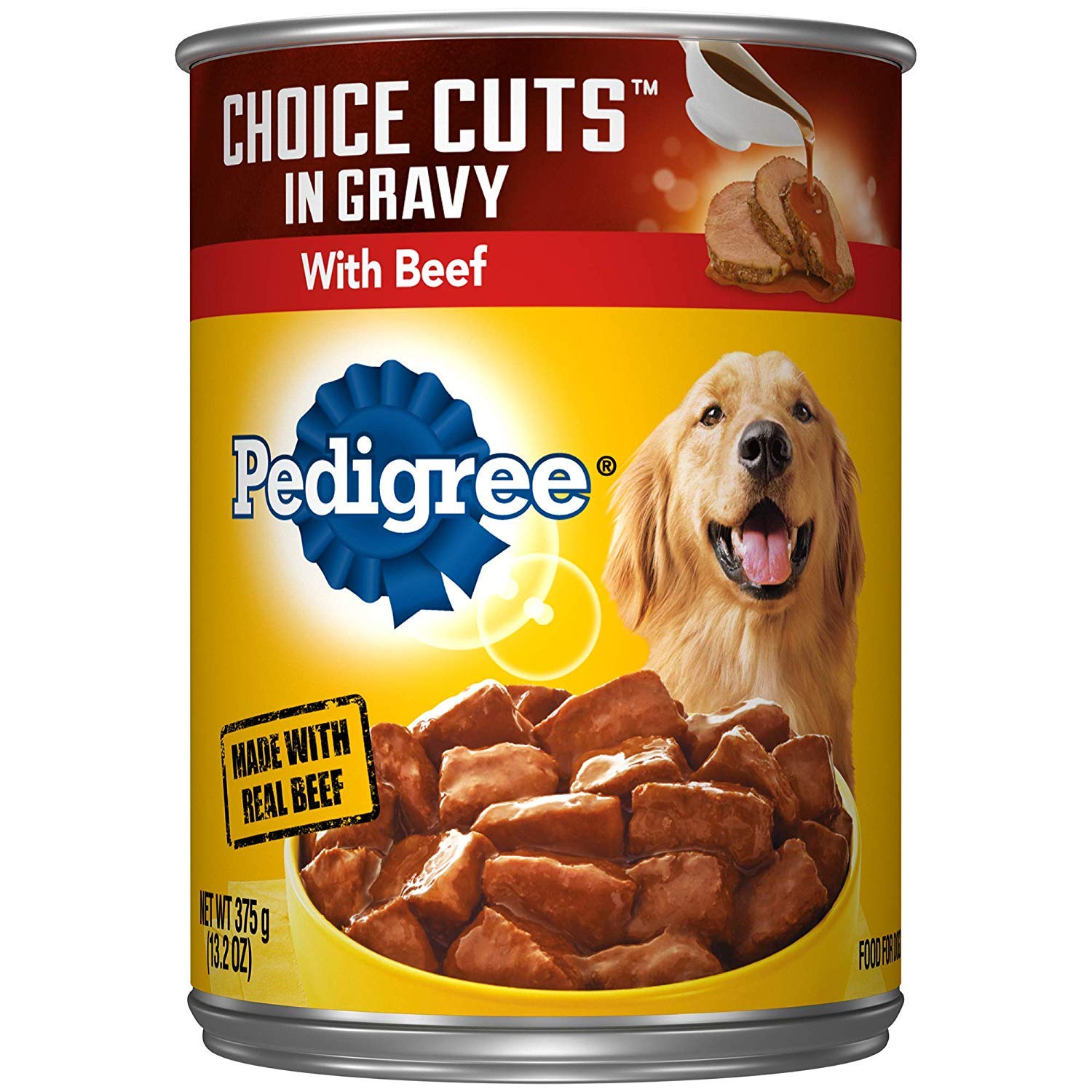 PEDIGREE CHOICE CUTS IN GRAVY Adult Canned Soft Wet Dog Food Variety Pack, Prime Rib, Rice & Vegetable Flavor and Roasted Chicken, 13.2 oz. Cans (Pack of 12)