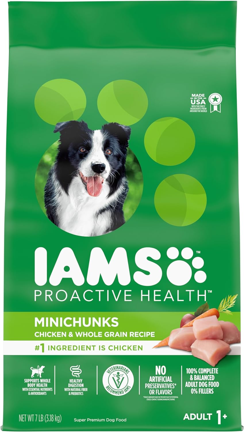 IAMS Proactive Health Minichunks Adult Dry Dog Food with Real Chicken and Whole Grains, 7 lb. Bag