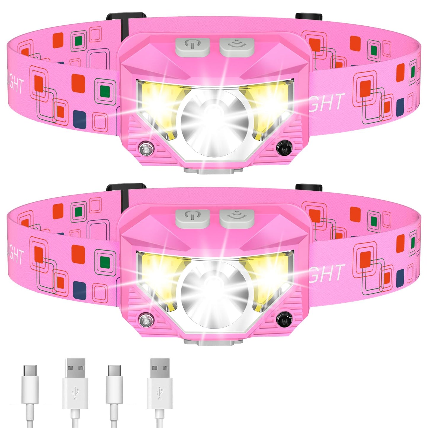 LHKNL Headlamp Flashlight, 1200 Lumen Ultra-Light Bright LED Rechargeable Headlight with White Red Light,2-Pack Waterproof Motion Sensor Head Lamp,8 Mode for Outdoor Camping Running Hiking Fishing