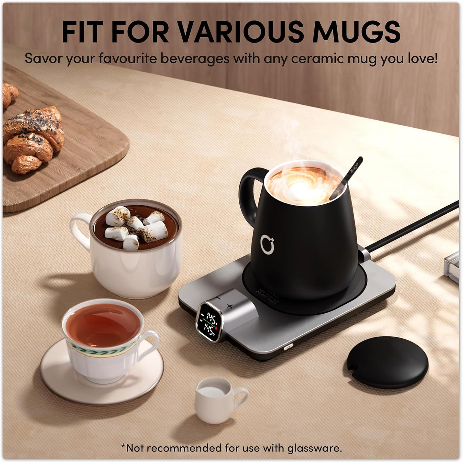 Smart Heated Coffee Mug Warmer & Mug Set - Heated Mug Warmer with Auto Shut Off, 1°F Precise Temperature Control Mug Warmer, Electric Coffee Mug Warmer for Desk, Birthday Gifts for Women and Men