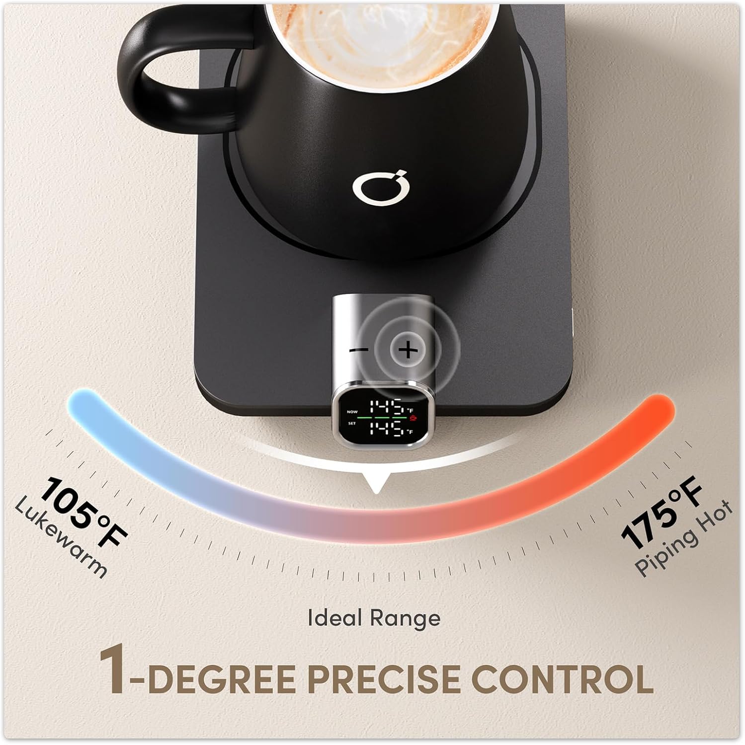Smart Heated Coffee Mug Warmer & Mug Set - Heated Mug Warmer with Auto Shut Off, 1°F Precise Temperature Control Mug Warmer, Electric Coffee Mug Warmer for Desk, Birthday Gifts for Women and Men