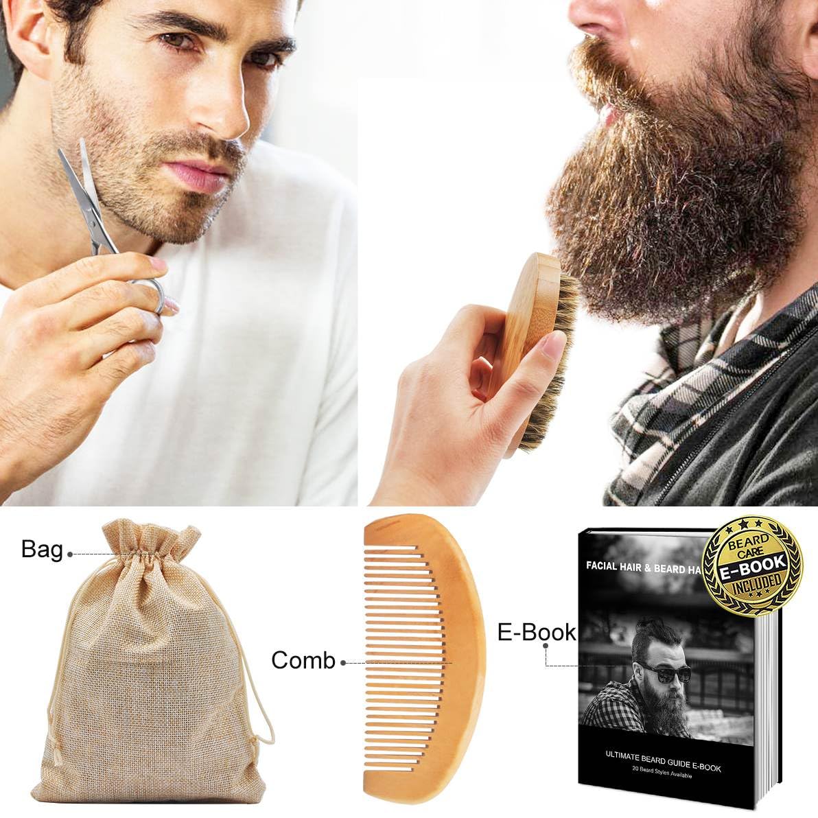 Upgraded Beard Grooming Kit w/Beard Conditioner,Beard Oil,Beard Balm,Beard Brush,Beard Wash,Beard Comb,Beard Scissor,Bag,E-Book,Birthday Gifts Valentines Day Gifts for Men Him Dad Husband Boyfriend