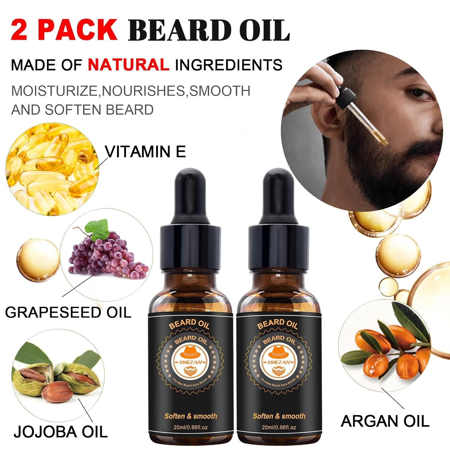 Upgraded Beard Grooming Kit w/Beard Conditioner,Beard Oil,Beard Balm,Beard Brush,Beard Wash,Beard Comb,Beard Scissor,Bag,E-Book,Birthday Gifts Valentines Day Gifts for Men Him Dad Husband Boyfriend