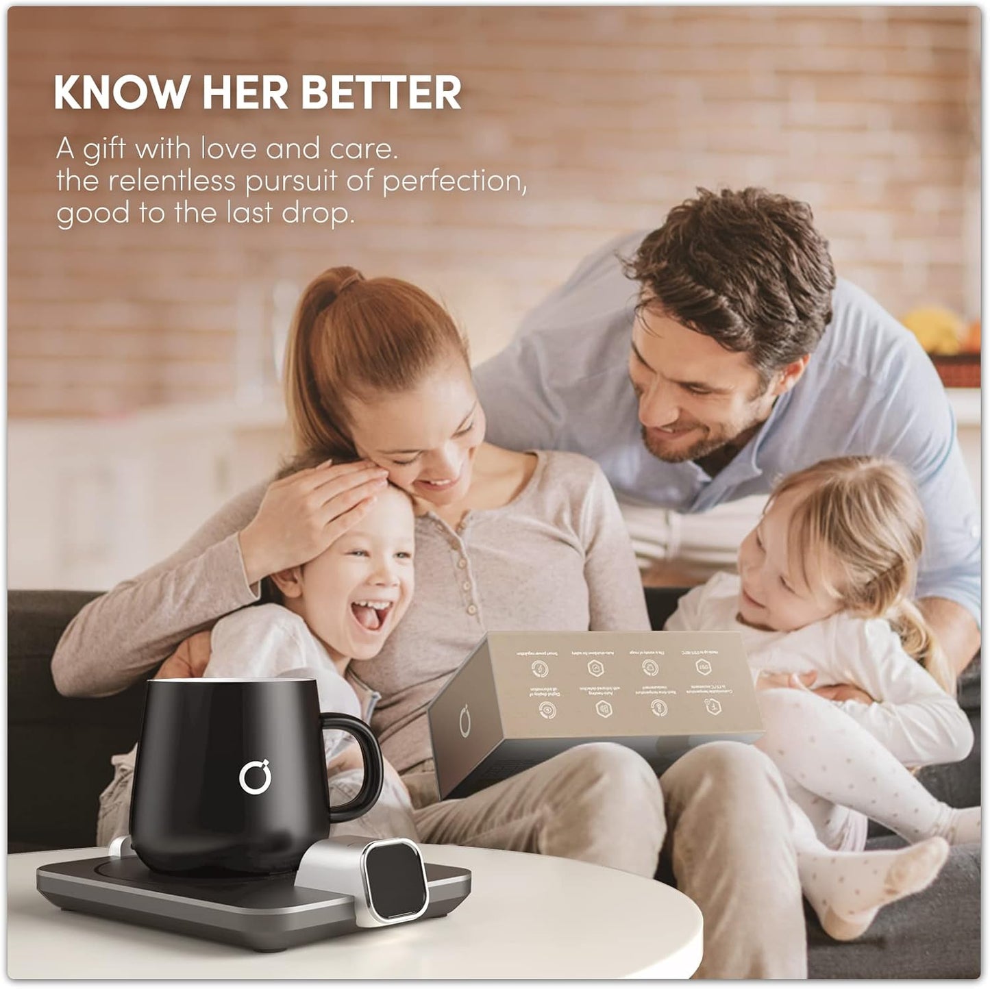 Smart Heated Coffee Mug Warmer & Mug Set - Heated Mug Warmer with Auto Shut Off, 1°F Precise Temperature Control Mug Warmer, Electric Coffee Mug Warmer for Desk, Birthday Gifts for Women and Men