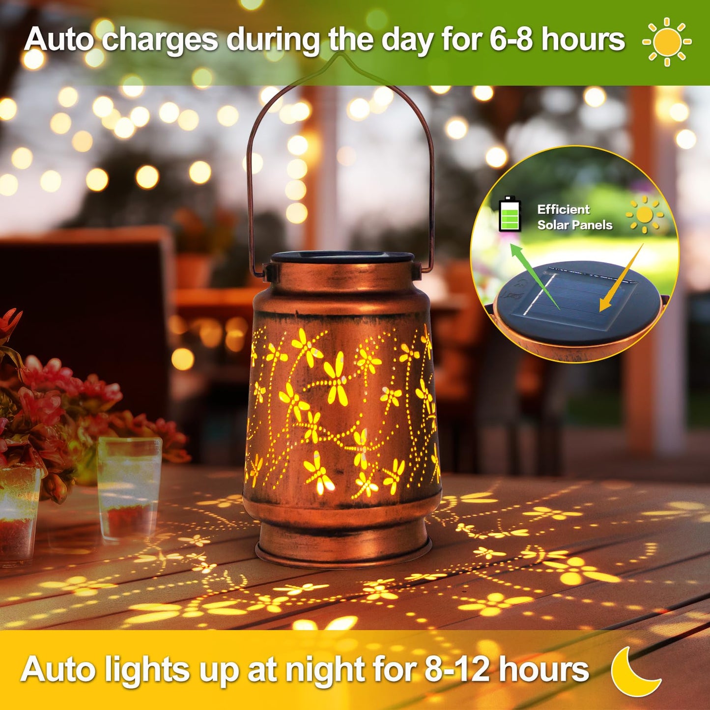 Hummingbird Solar Lantern Outdoor Hanging, Metal Bird Decor Waterproof LED Decorative Light for Garden Patio Yard Lawn Backyard Front Porch, Christmas Thanksgiving Birthday Gifts for Women Mom Grandma