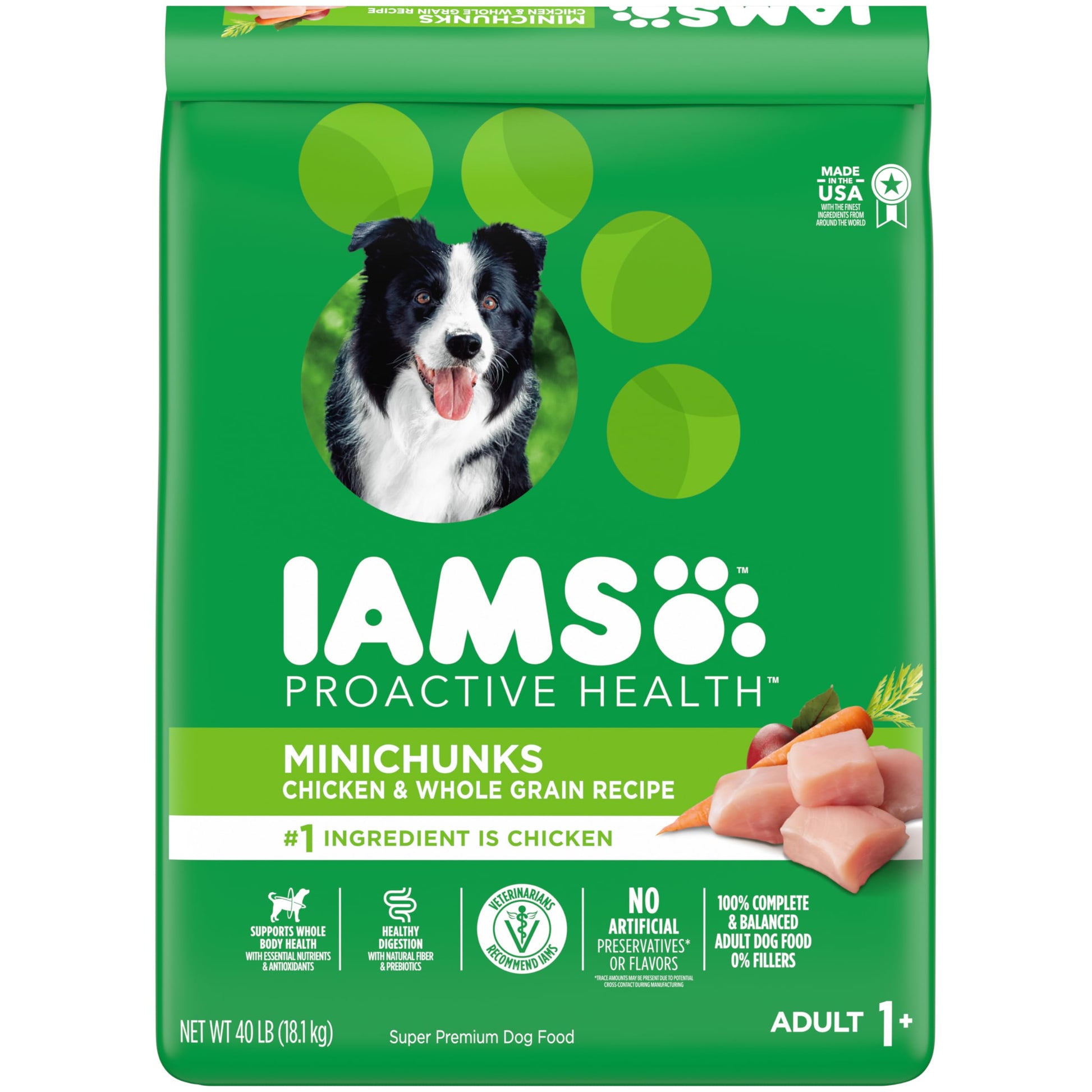 IAMS Proactive Health Minichunks Adult Dry Dog Food with Real Chicken, 30 lb. Bag