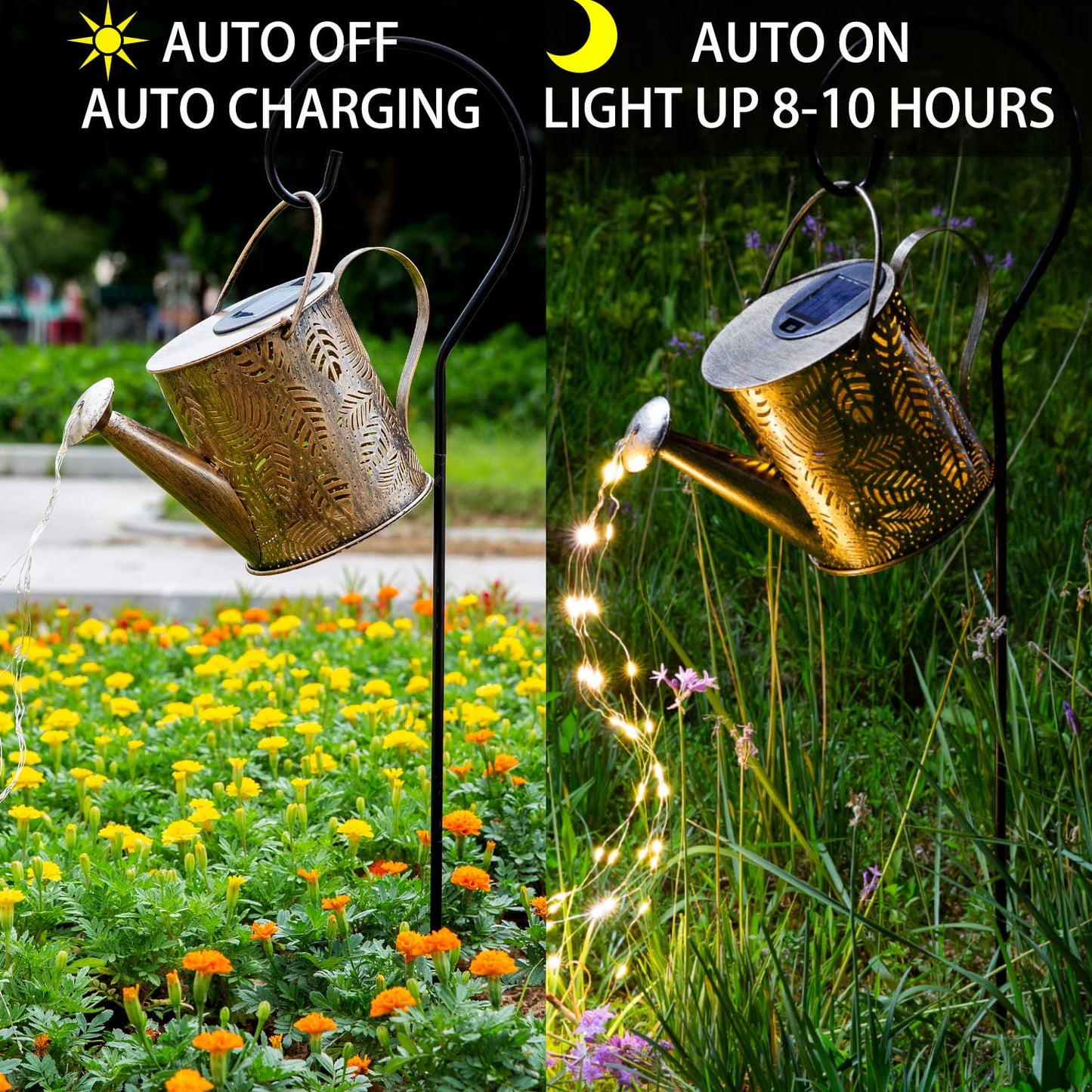 Solar Lights Outdoor Garden Decor, Large Hanging Waterproof Watering Can Landscape Lights Outside Decorations for Yard Front Porch Patio Backyard Gardening Gift for Mom Grandma Women Birthday