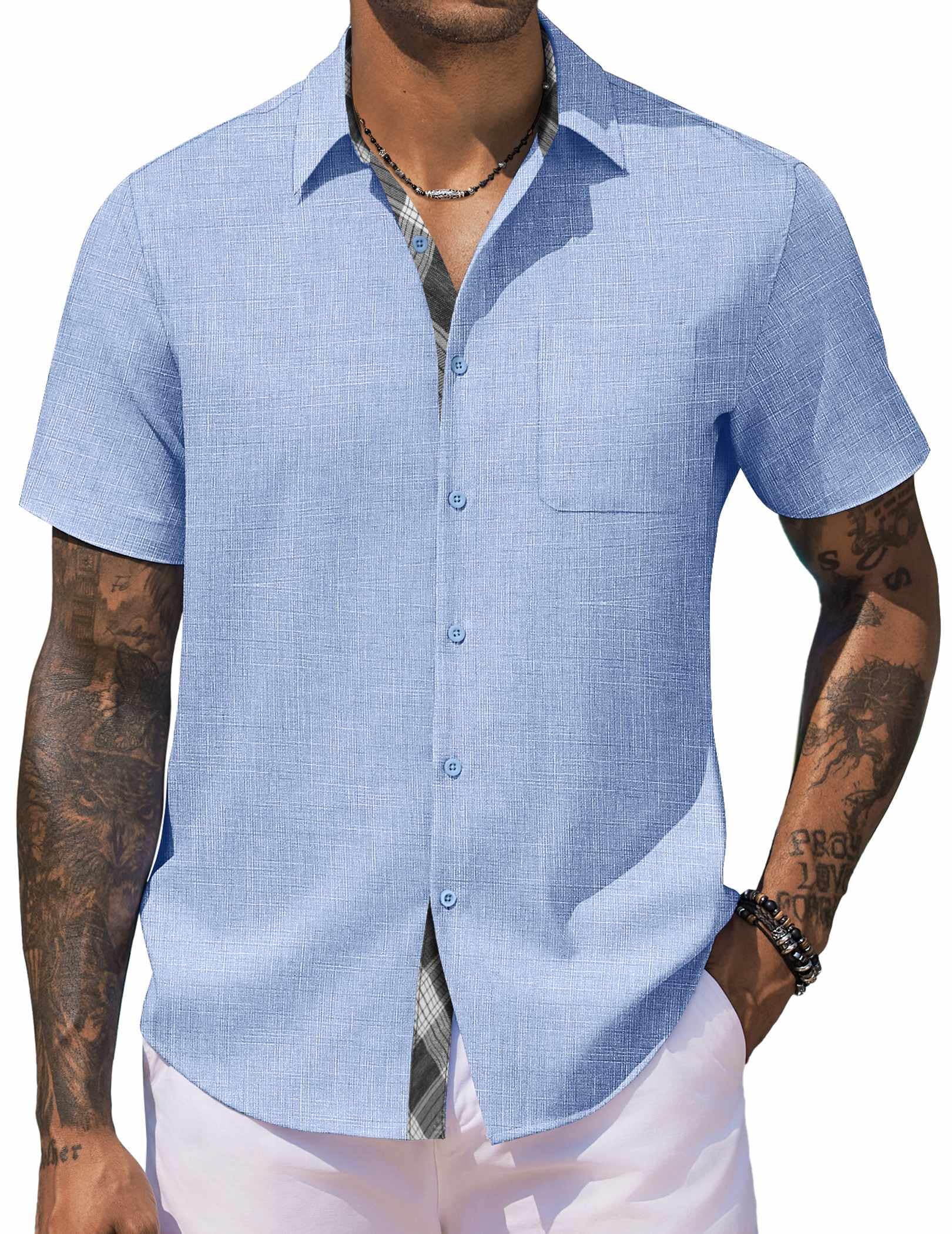 COOFANDY Men's Button Down Shirts Short Sleeve Casual Shirts for Men Summer Beach Wedding Shirt with Pocket