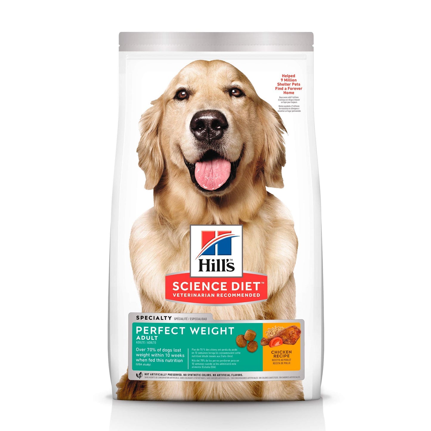 Hill's Science Diet Perfect Weight, Adult 1-6, Weight Management Support, Dry Dog Food, Chicken Recipe, 12 lb Bag