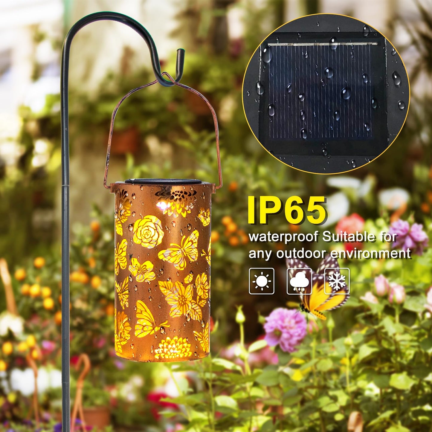 Hummingbird Solar Lantern Outdoor Hanging, Metal Bird Decor Waterproof LED Decorative Light for Garden Patio Yard Lawn Backyard Front Porch, Christmas Thanksgiving Birthday Gifts for Women Mom Grandma