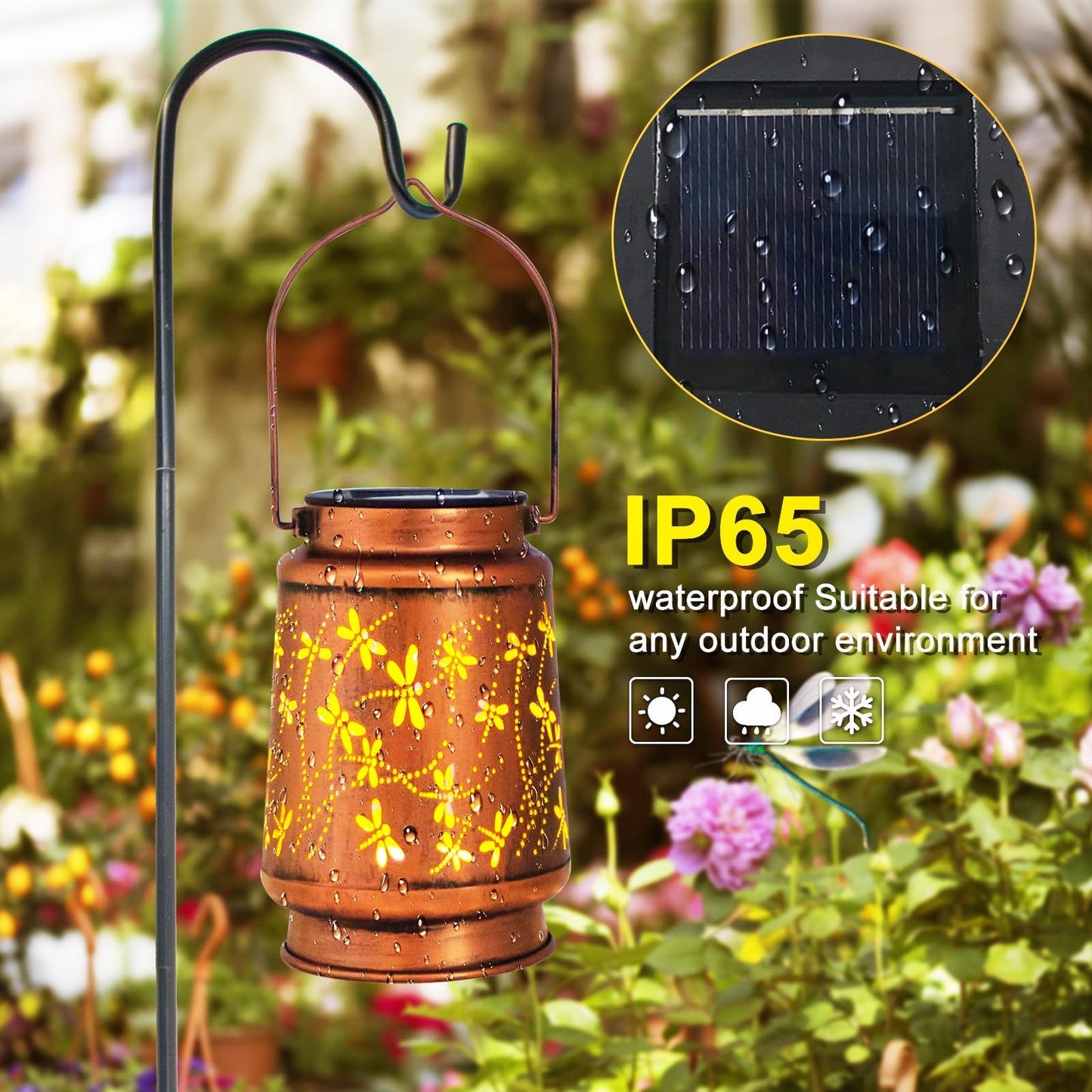 Hummingbird Solar Lantern Outdoor Hanging, Metal Bird Decor Waterproof LED Decorative Light for Garden Patio Yard Lawn Backyard Front Porch, Christmas Thanksgiving Birthday Gifts for Women Mom Grandma