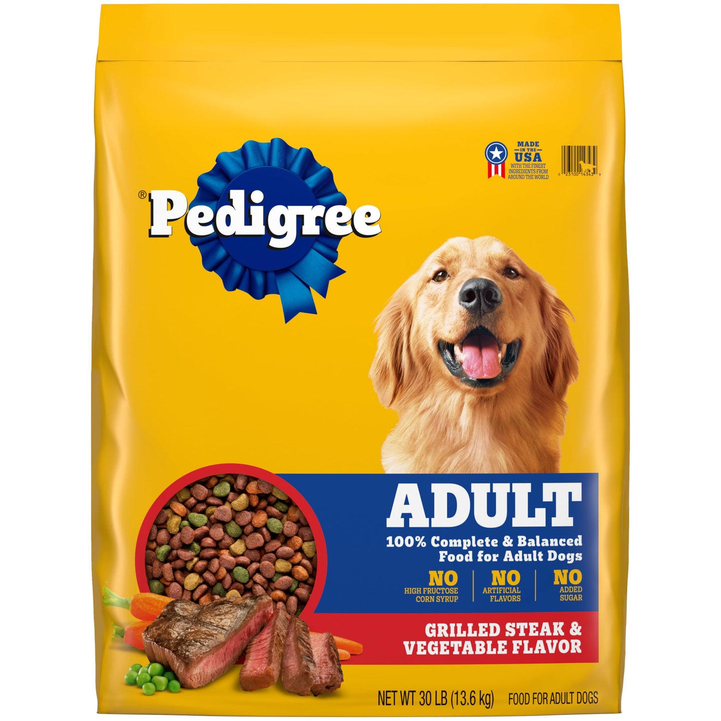 Pedigree Complete Nutrition Adult Dry Dog Food, Grilled Steak & Vegetable Flavor, 18 lb. Bag