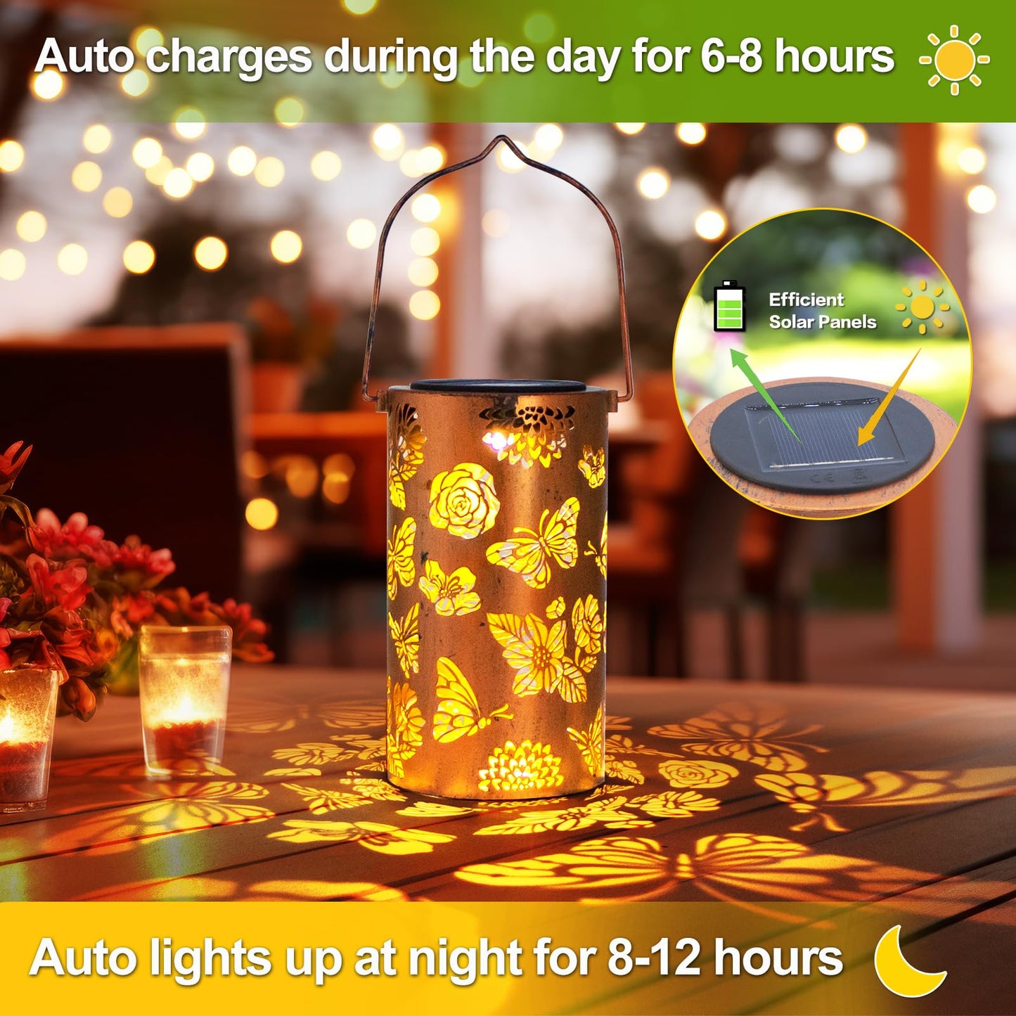 Hummingbird Solar Lantern Outdoor Hanging, Metal Bird Decor Waterproof LED Decorative Light for Garden Patio Yard Lawn Backyard Front Porch, Christmas Thanksgiving Birthday Gifts for Women Mom Grandma