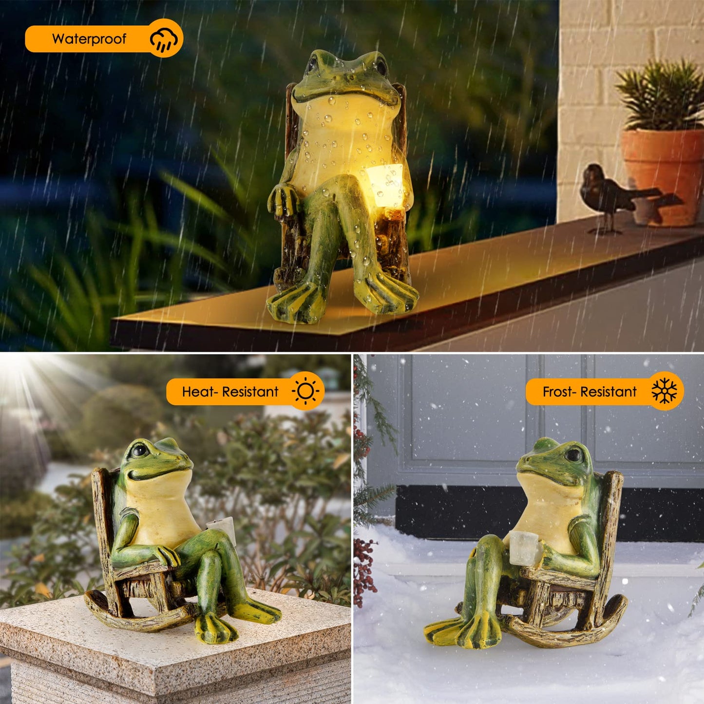 Miniature Frog Garden Statue Valentines Day Gifts Decorations Fairy Garden Accessories Outdoor Lights Solar Garden Frog Decor Art Housewarming Gift for Patio,Yard,Lawn Ornament,3.89"x2.36"x3.93