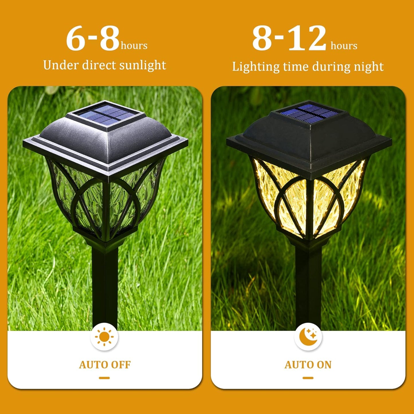 GIGALUMI Solar Lights Outdoor Waterproof, 6 Pack LED Solar Garden Lights, Solar Lights for Outside, Garden Decor for Yard, Patio, Landscape, Planter, Walkway (Warm White)