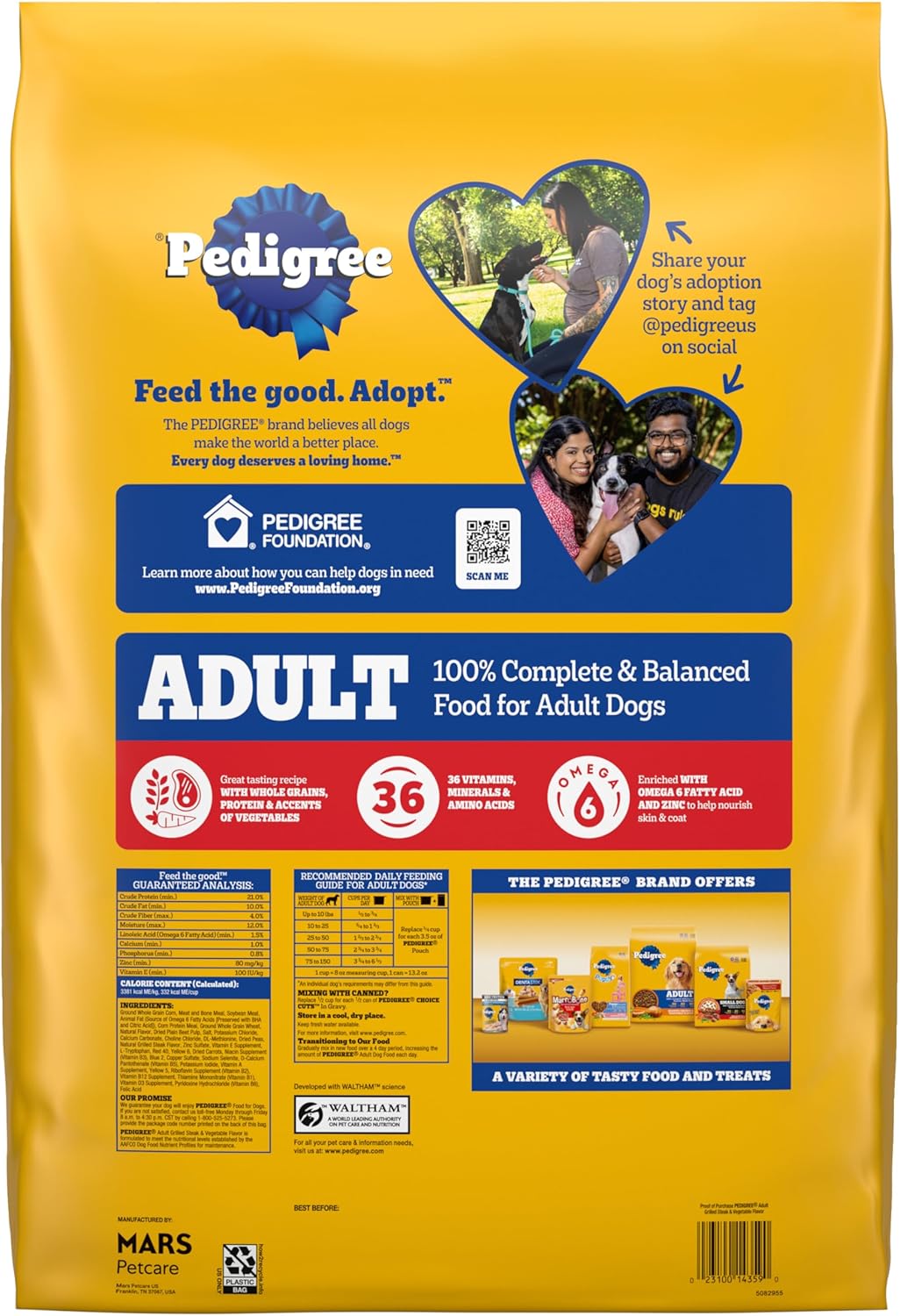 Pedigree Complete Nutrition Adult Dry Dog Food, Grilled Steak & Vegetable Flavor, 18 lb. Bag