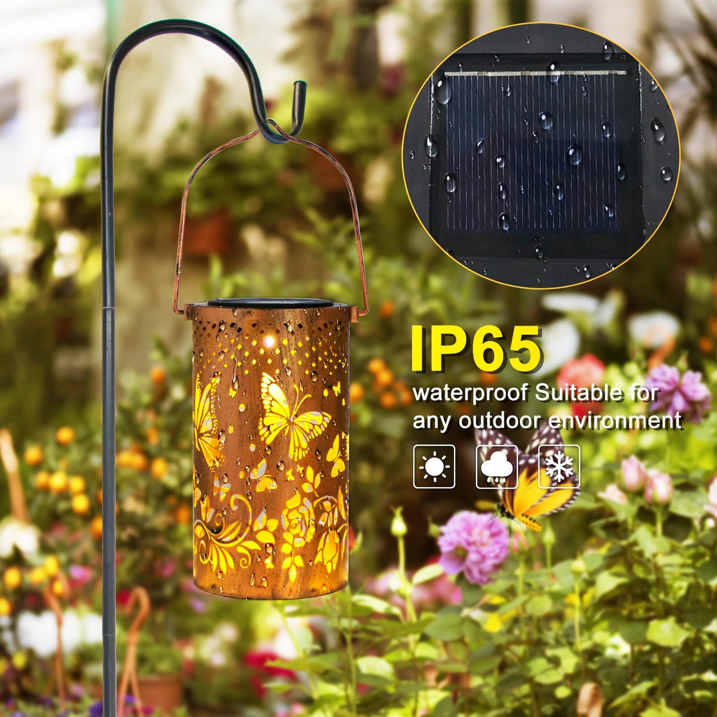 Hummingbird Solar Lantern Outdoor Hanging, Metal Bird Decor Waterproof LED Decorative Light for Garden Patio Yard Lawn Backyard Front Porch, Christmas Thanksgiving Birthday Gifts for Women Mom Grandma