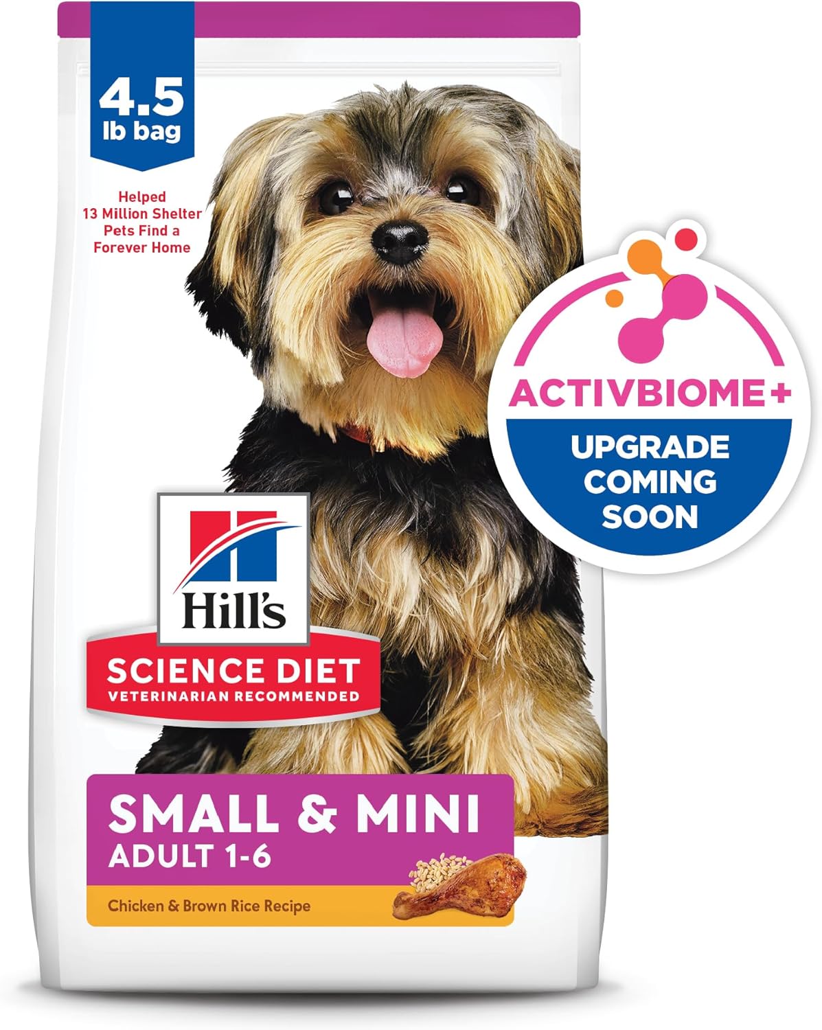 Hill's Science Diet Small & Mini, Adult 1-6, Small & Mini Breeds Premium Nutrition, Dry Dog Food, Chicken & Brown Rice, 4.5 lb Bag