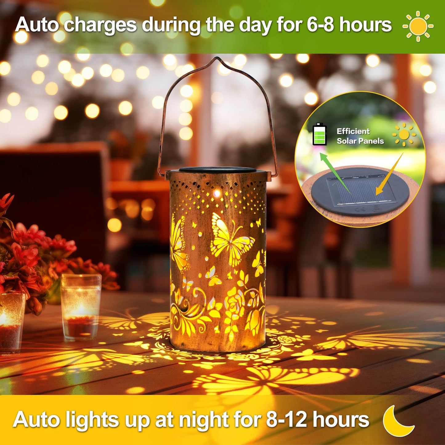 Hummingbird Solar Lantern Outdoor Hanging, Metal Bird Decor Waterproof LED Decorative Light for Garden Patio Yard Lawn Backyard Front Porch, Christmas Thanksgiving Birthday Gifts for Women Mom Grandma