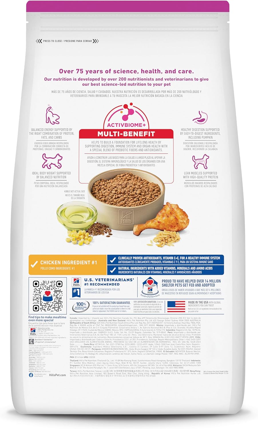 Hill's Science Diet Small & Mini, Adult 1-6, Small & Mini Breeds Premium Nutrition, Dry Dog Food, Chicken & Brown Rice, 4.5 lb Bag