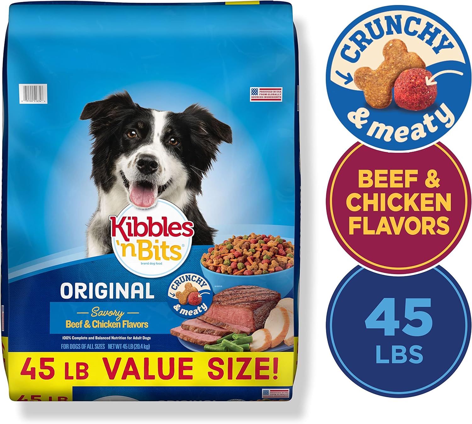 Kibbles 'n Bits Original Dry Dog Food, 45 lb