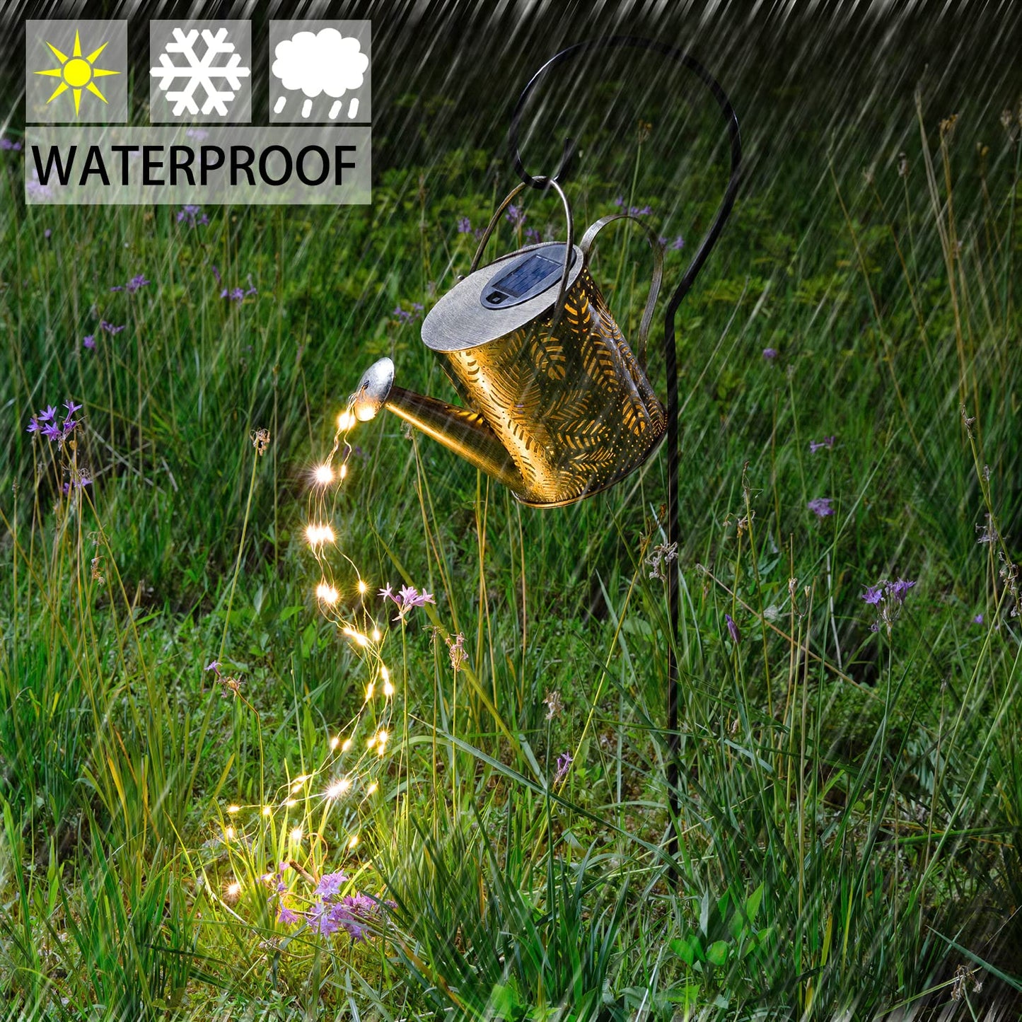 Solar Lights Outdoor Garden Decor, Large Hanging Waterproof Watering Can Landscape Lights Outside Decorations for Yard Front Porch Patio Backyard Gardening Gift for Mom Grandma Women Birthday