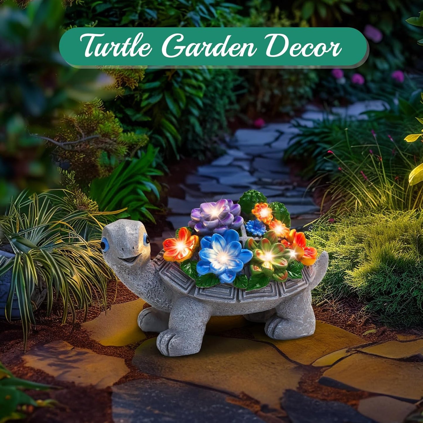 Linkax Valentines Day Gifts for Her Wife Him, Mom Gifts for Mothers Day from Daughter, Turtle Statue Solar Lights Outdoor Garden Decor for Outside Yard Patio Home, Birthday Gifts for Women Grandma