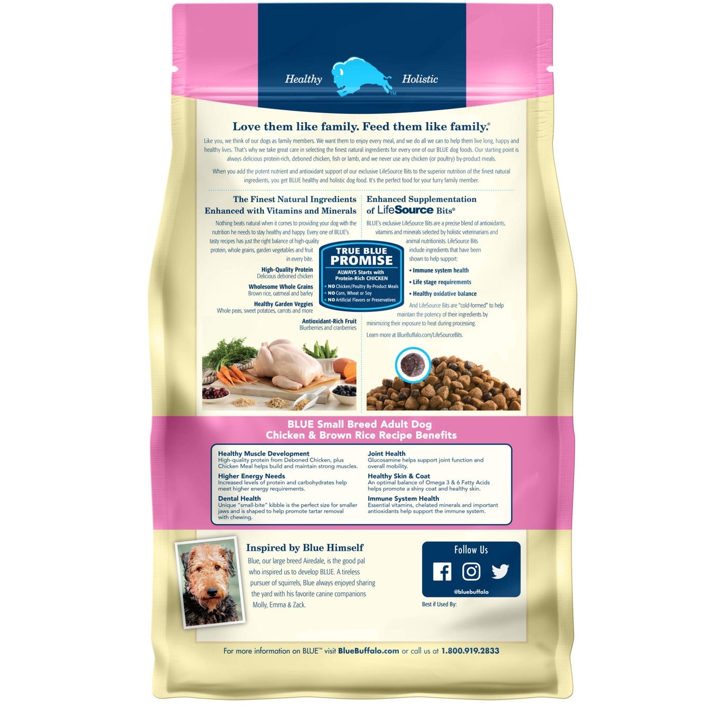 Blue Buffalo Life Protection Formula Adult Small Breed Dry Dog Food, Supports High Energy Needs, Made with Natural Ingredients, Chicken & Brown Rice Recipe, 15-lb Bag