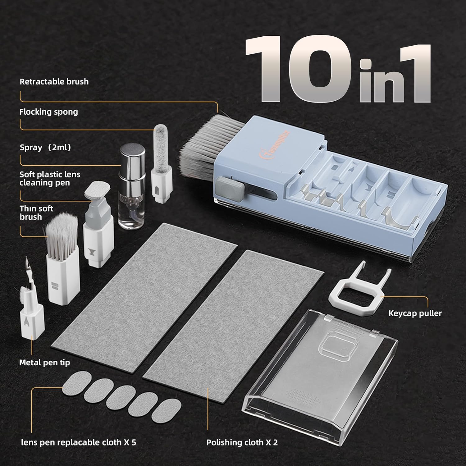 All-in-1 Laptop Keyboard Cleaner Cleaning Kit, Electronics Screen Cleaner Repair Tool with 3 in 1 Earbud Cleaner Pen, Camera Lens Pen, Suit for MacBook iPad, iPhone, Cell Phone, PC Monitor with Patent