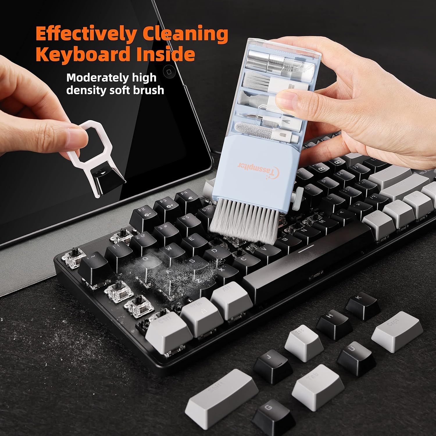 All-in-1 Laptop Keyboard Cleaner Cleaning Kit, Electronics Screen Cleaner Repair Tool with 3 in 1 Earbud Cleaner Pen, Camera Lens Pen, Suit for MacBook iPad, iPhone, Cell Phone, PC Monitor with Patent