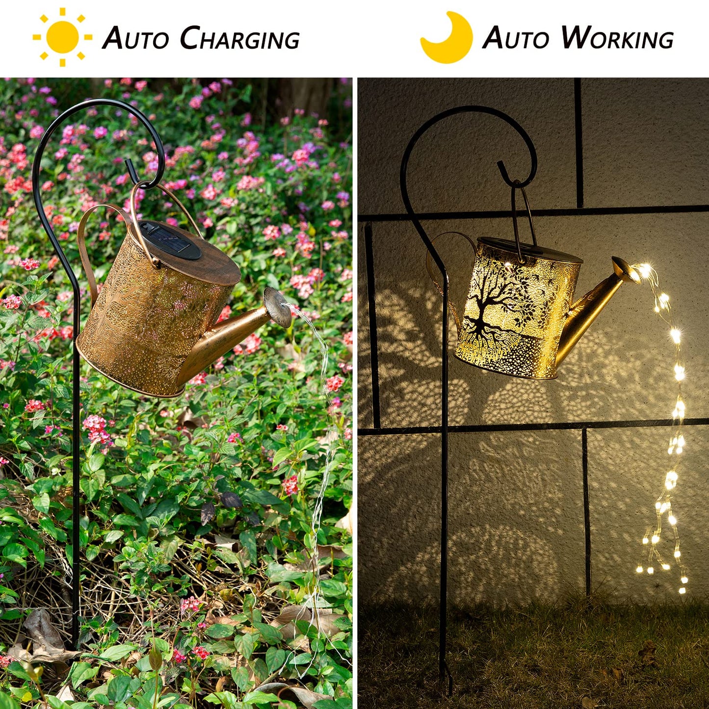 Solar Lights Outdoor Garden Decor, Large Hanging Waterproof Watering Can Landscape Lights Outside Decorations for Yard Front Porch Patio Backyard Gardening Gift for Mom Grandma Women Birthday