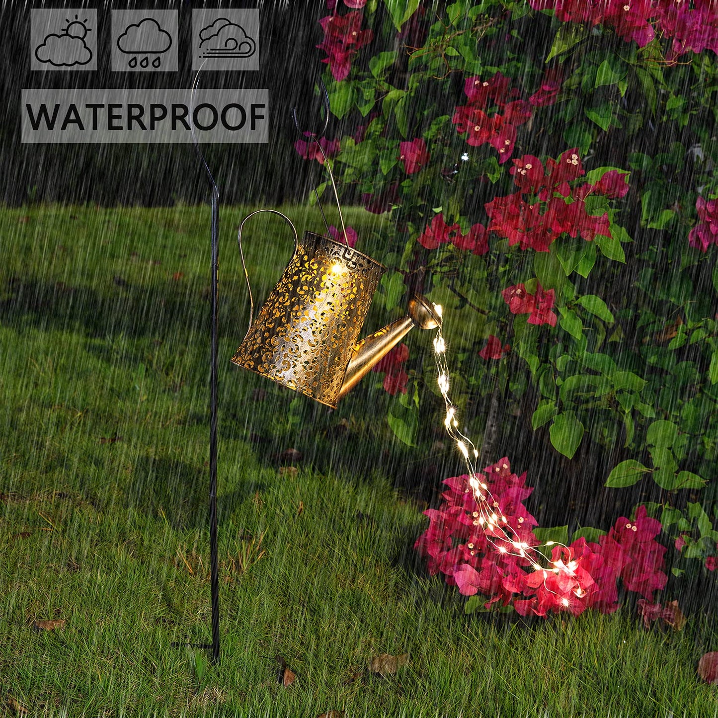 Solar Lights Outdoor Garden Decor, Large Hanging Waterproof Watering Can Landscape Lights Outside Decorations for Yard Front Porch Patio Backyard Gardening Gift for Mom Grandma Women Birthday